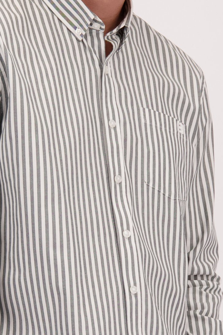 Détail de Chemise blanche à motif rayé vert – Regular fit de Bluefields pour Hommes