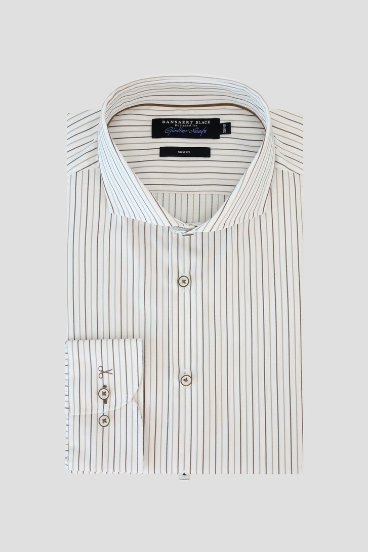 Photo produit 1 de  Chemise blanche à rayures - slim fit  de Dansaert Black pour Hommes