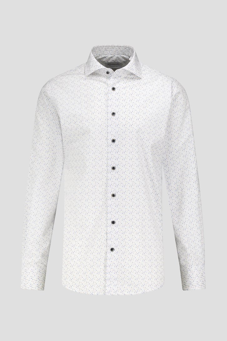 Chemise blanche avec imprimé beige-bleu - Slim fit de Michaelis pour Hommes