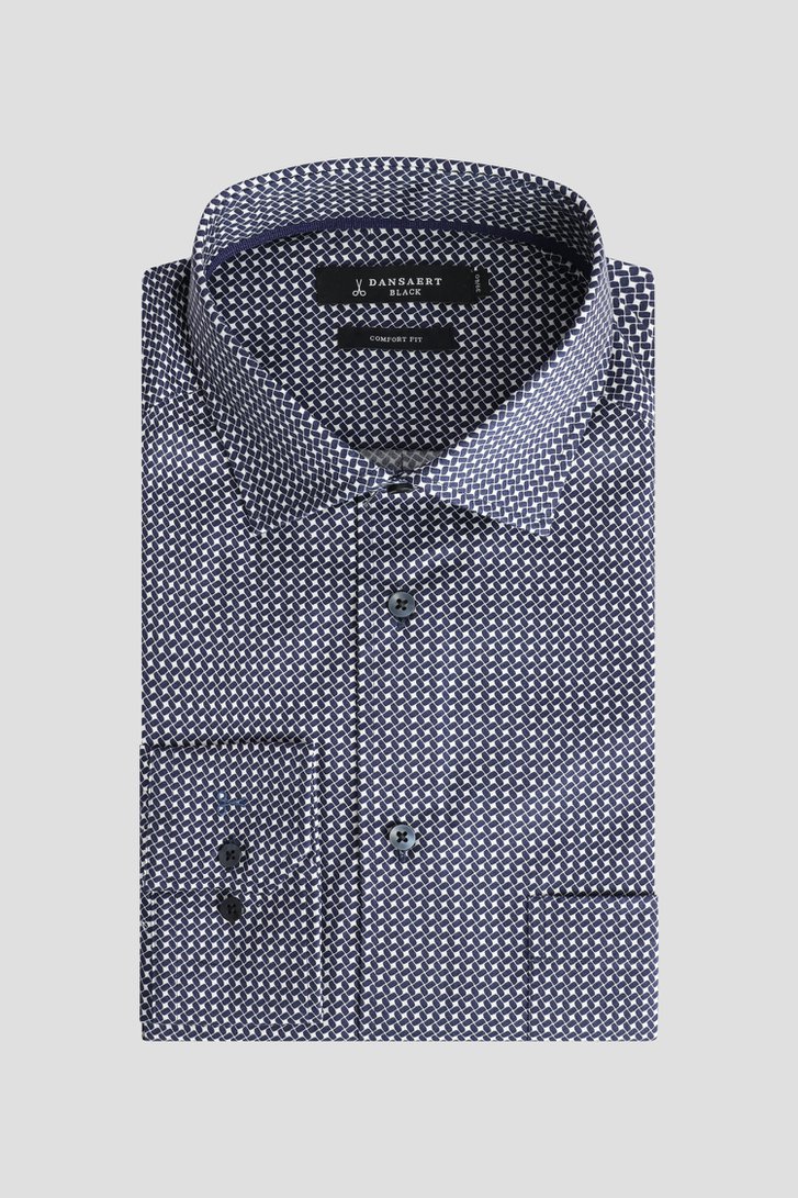 Le devant de Chemise bleu foncé à imprimé blanc - Comfort fit de Dansaert Black pour Hommes