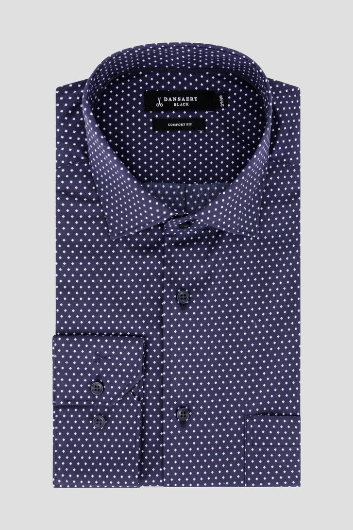 Chemise bleu foncé à imprimé fin - Comfort fit	 de Dansaert Black pour Hommes