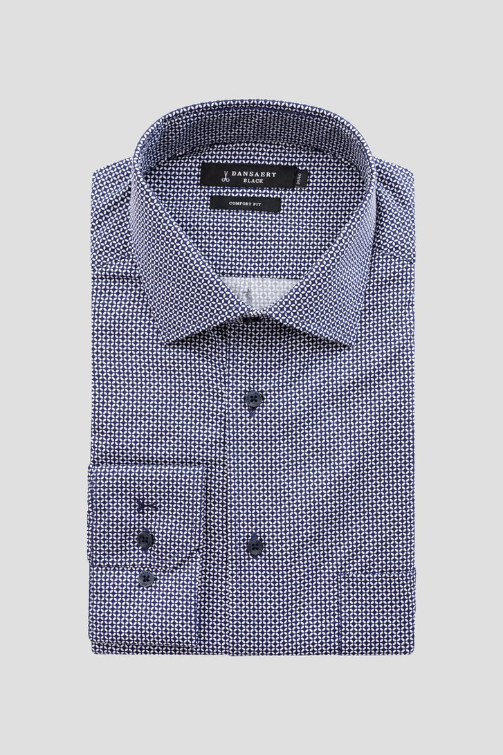 Chemise bleu foncé à imprimé fin - comfort fit  de Dansaert Black pour Hommes