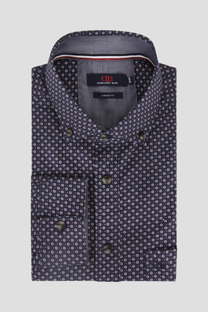 Chemise bleu foncé à imprimé fin - comfort fit de Dansaert Blue pour Hommes