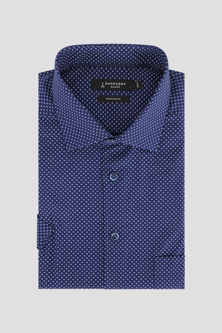Chemise bleu foncé à imprimé fin – Regular fit de Dansaert Black pour Hommes
