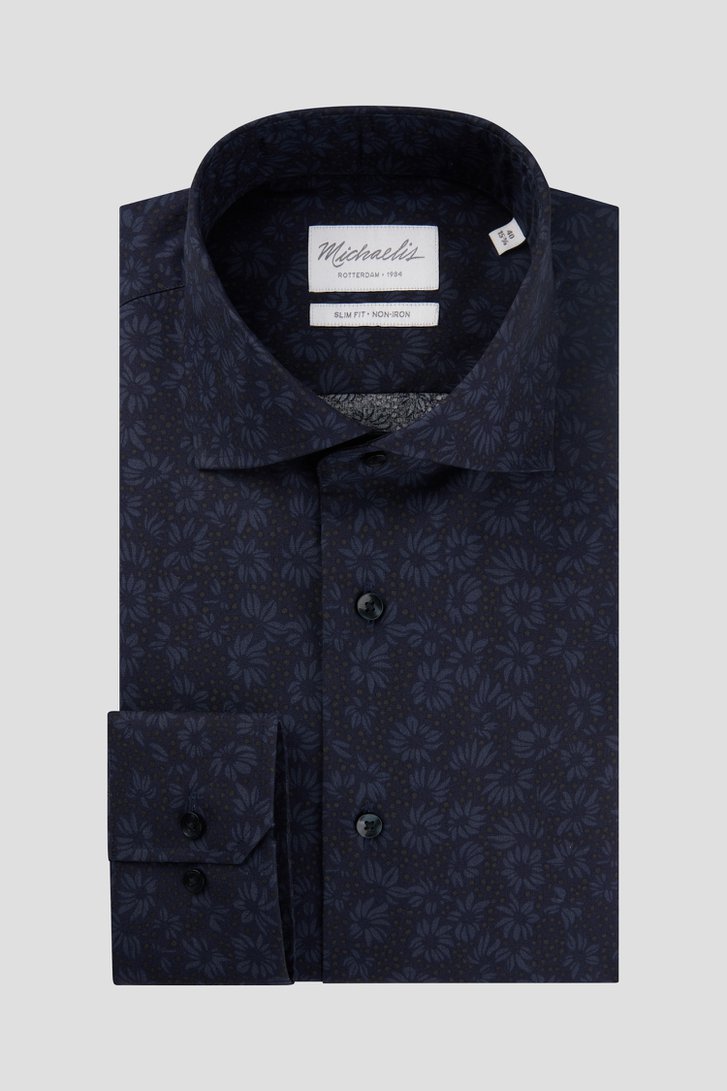 Chemise bleu foncé à imprimé - Slim fit de Michaelis pour Hommes