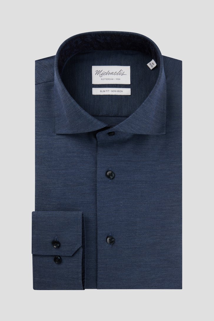 Chemise bleu foncé à l'allure de jean - Slim fit de Michaelis pour Hommes