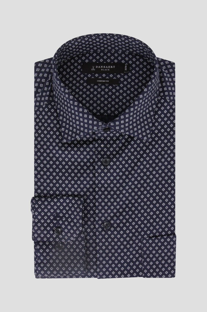 Chemise bleu foncé à motif fin - comfort fit de Dansaert Black pour Hommes