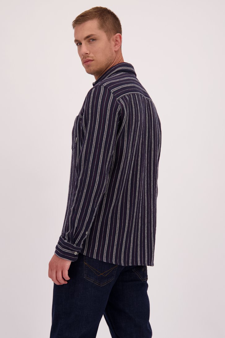 Le dos de Chemise bleu foncé à rayures - Regular fit de Casual Five pour Hommes