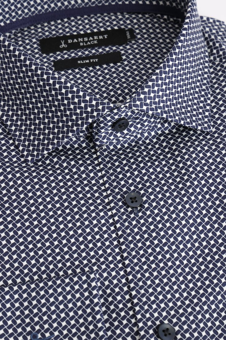 Photo produit 2 de Chemise bleu foncé avec imprimé blanc - Slim fit de Dansaert Black pour Hommes