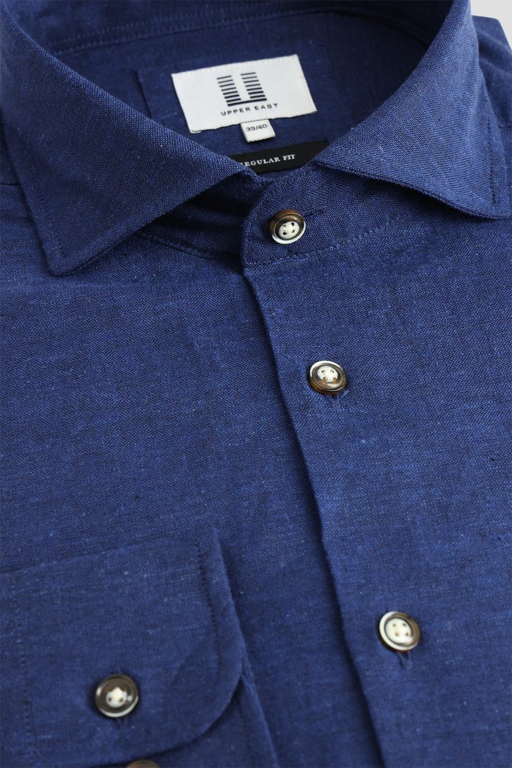 Photo produit 2 de Chemise bleu foncé en lin – Regular fit de Upper East pour Hommes