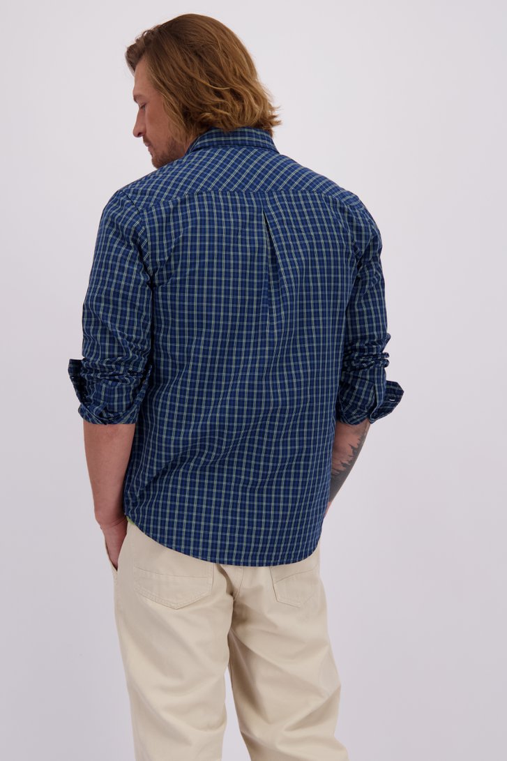 Le dos de Chemise bleu marine à carreaux de Ravøtt pour Hommes