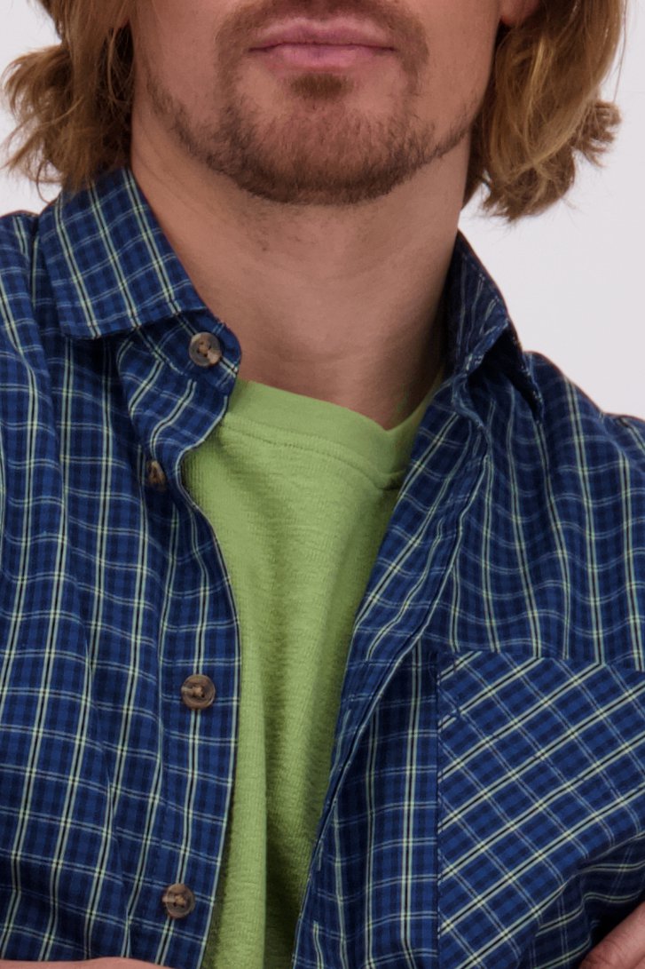 Détail de Chemise bleu marine à carreaux de Ravøtt pour Hommes