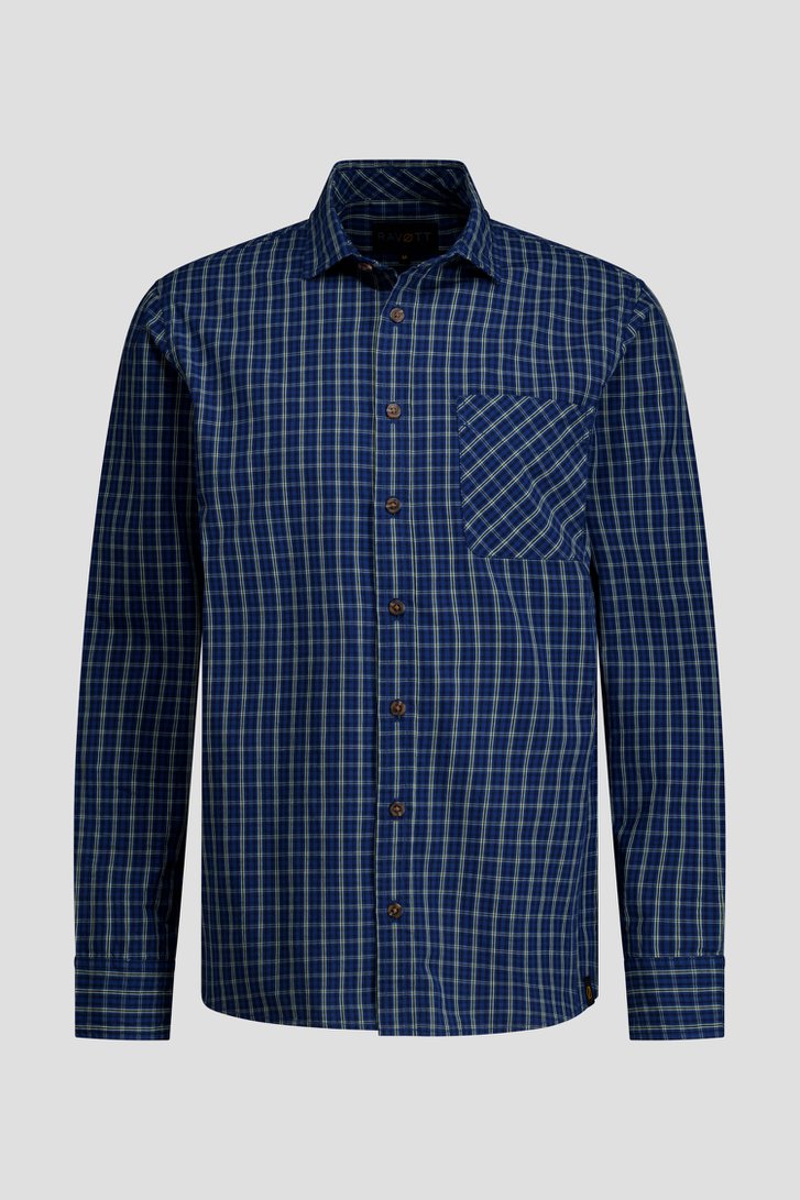Photo produit 1 de Chemise bleu marine à carreaux de Ravøtt pour Hommes