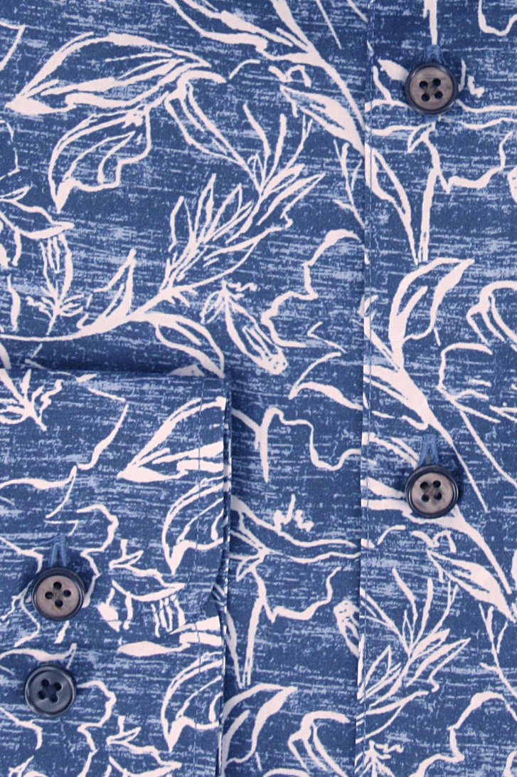 Chemise bleue avec imprimé de feuilles - slim fit de Upper East pour Hommes