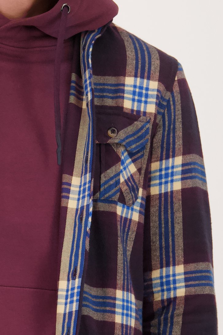Détail de Chemise bordeaux à carreaux - Regular fit de Ravøtt pour Hommes