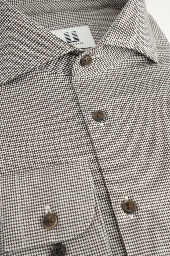 Photo produit 2 de Chemise brune à motif pied-de-poule fin de Upper East pour Hommes