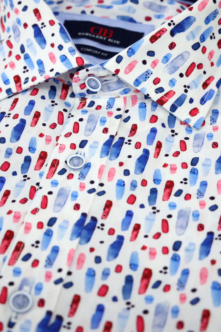 Chemise écrue à imprimé bleu-rouge - comfort fit de Dansaert Blue pour Hommes