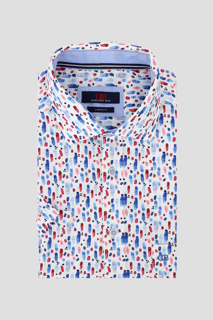 Chemise écrue à imprimé bleu-rouge - comfort fit de Dansaert Blue pour Hommes