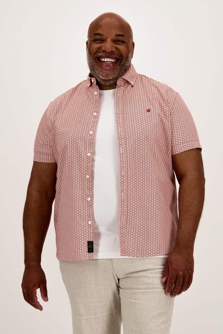 Chemise écrue à imprimé fin rouge – Regular fit  de Ravøtt pour Hommes