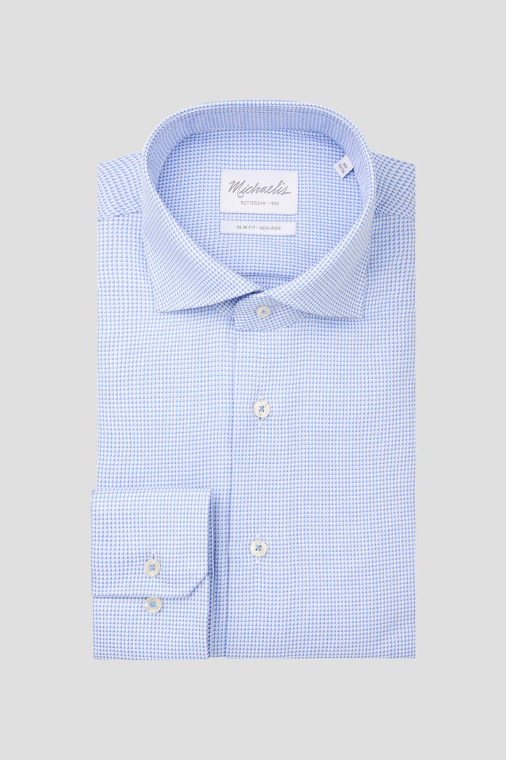 Chemise écrue avec imprimé bleu fin -Slim fit de Michaelis pour Hommes