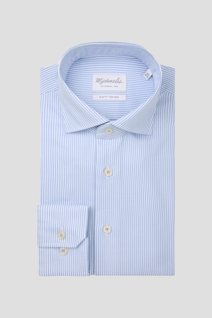 Chemise écrue avec motif rayé bleu - Slim fit de Michaelis pour Hommes