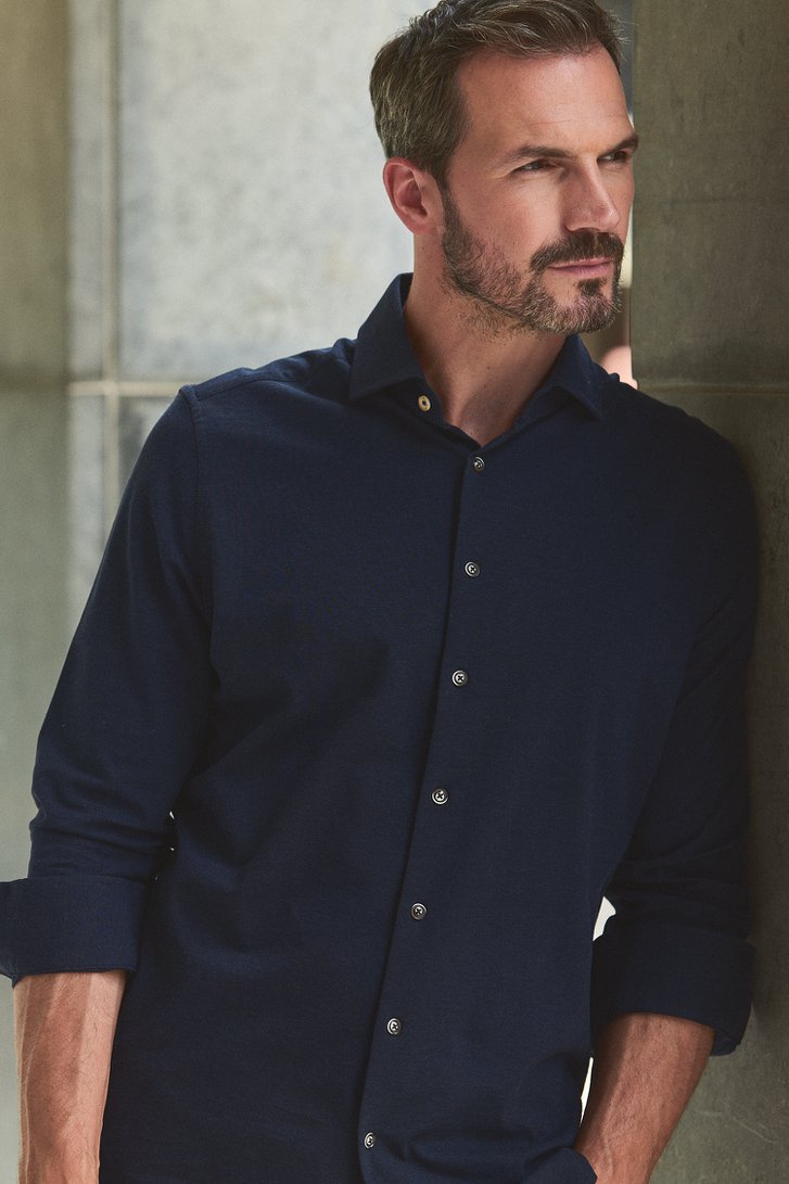 Le devant de Chemise en coton bleu foncé - Regular fit	 de Upper East pour Hommes