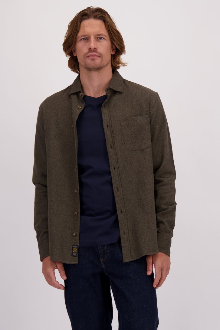 Le devant de Chemise en flanelle vert foncé – Regular fit de Ravøtt pour Hommes