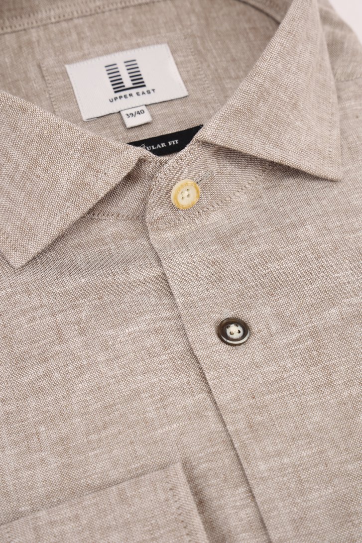 Chemise en lin beige à effet chiné de Upper East pour Hommes