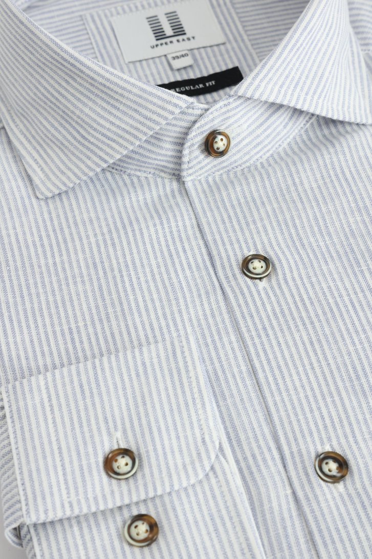 Photo produit 2 de Chemise en lin blanc-bleu - Coupe regular de Upper East pour Hommes