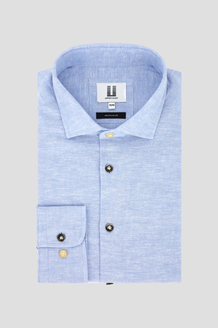 Chemise en lin bleu clair à effet chiné de Upper East pour Hommes