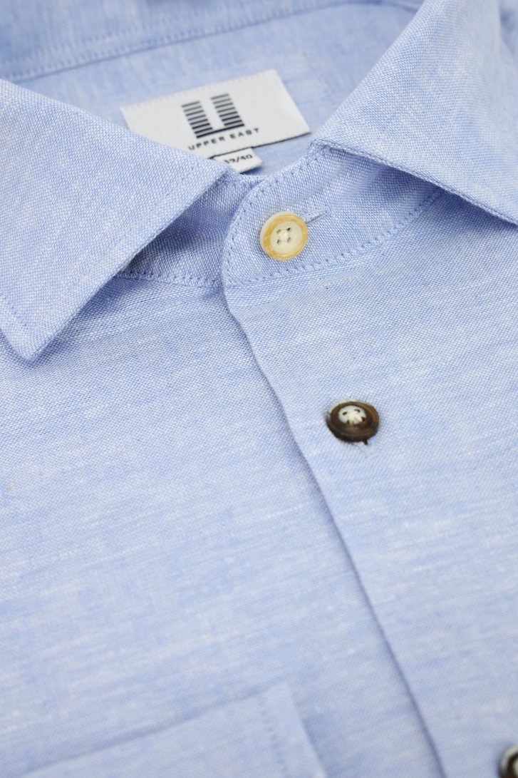 Chemise en lin bleu clair à effet chiné de Upper East pour Hommes