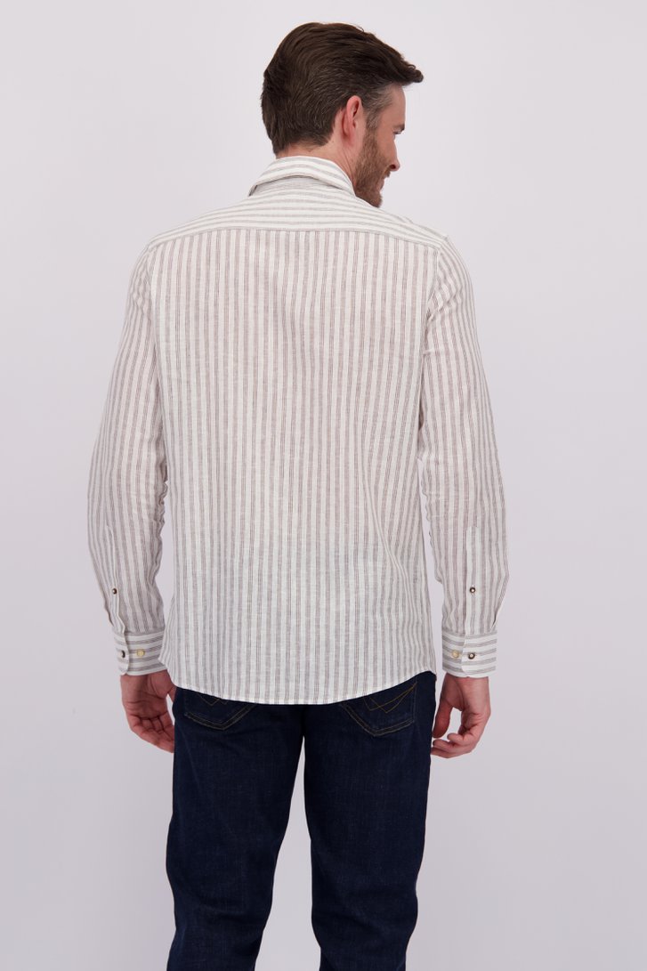 Le dos de Chemise en lin rayée écru de Upper East pour Hommes