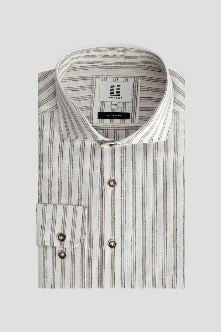Photo produit 1 de Chemise en lin rayée écru de Upper East pour Hommes