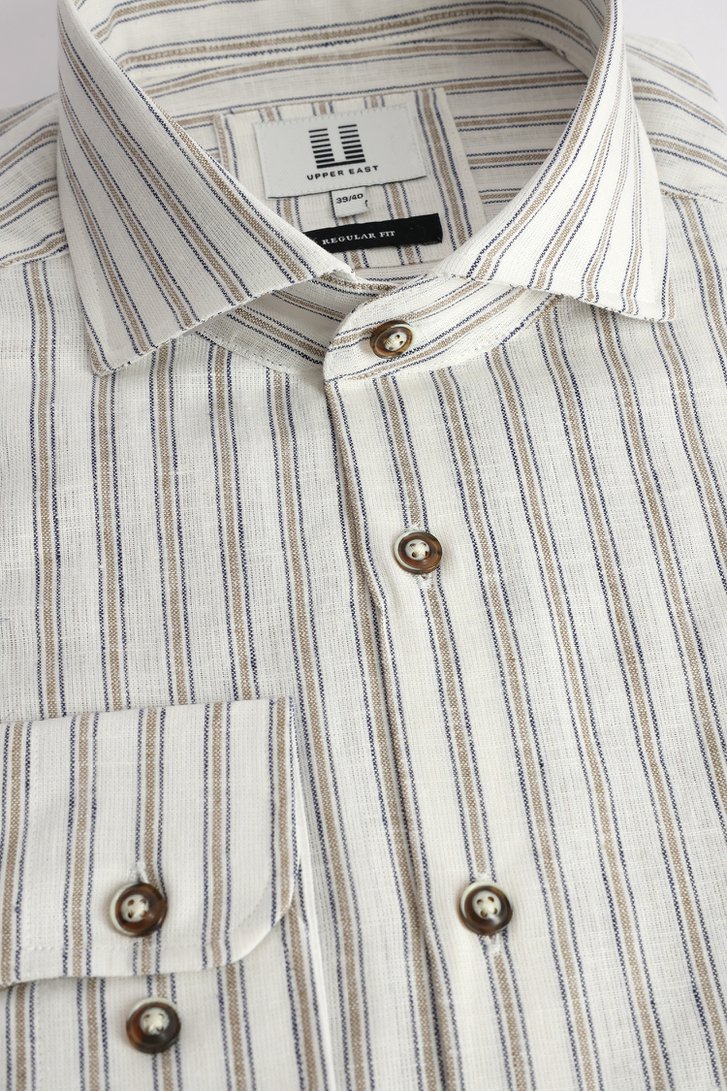 Photo produit 2 de Chemise en lin rayée écru de Upper East pour Hommes
