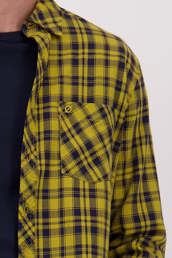 Détail de Chemise jaune à motif à carreaux – Regular fit de Ravøtt pour Hommes