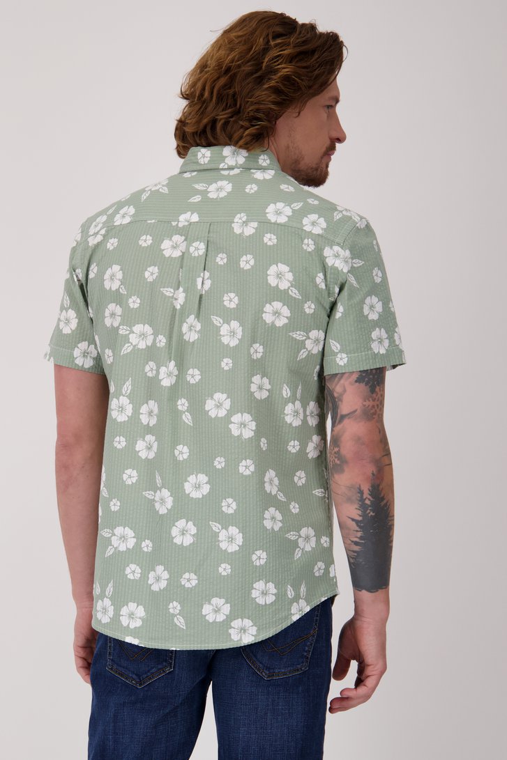 Chemise kaki à imprimé floral et manches courtes de Ravøtt pour Hommes