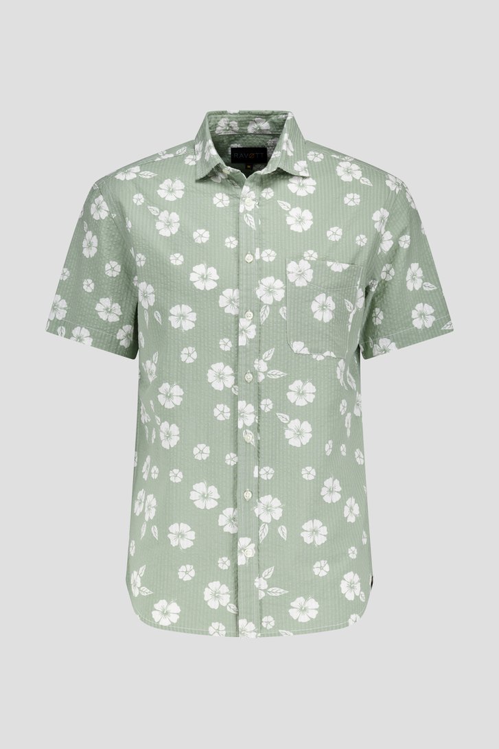 Chemise kaki à imprimé floral et manches courtes de Ravøtt pour Hommes