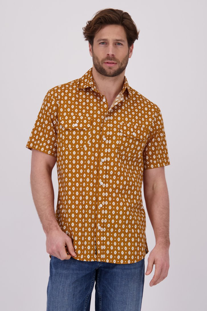 Chemise marron avec imprimé à carreaux blancs de Ravøtt pour Hommes