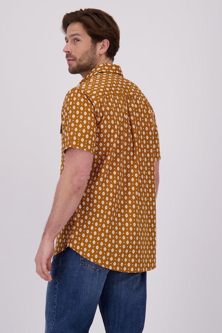 Chemise marron avec imprimé à carreaux blancs de Ravøtt pour Hommes