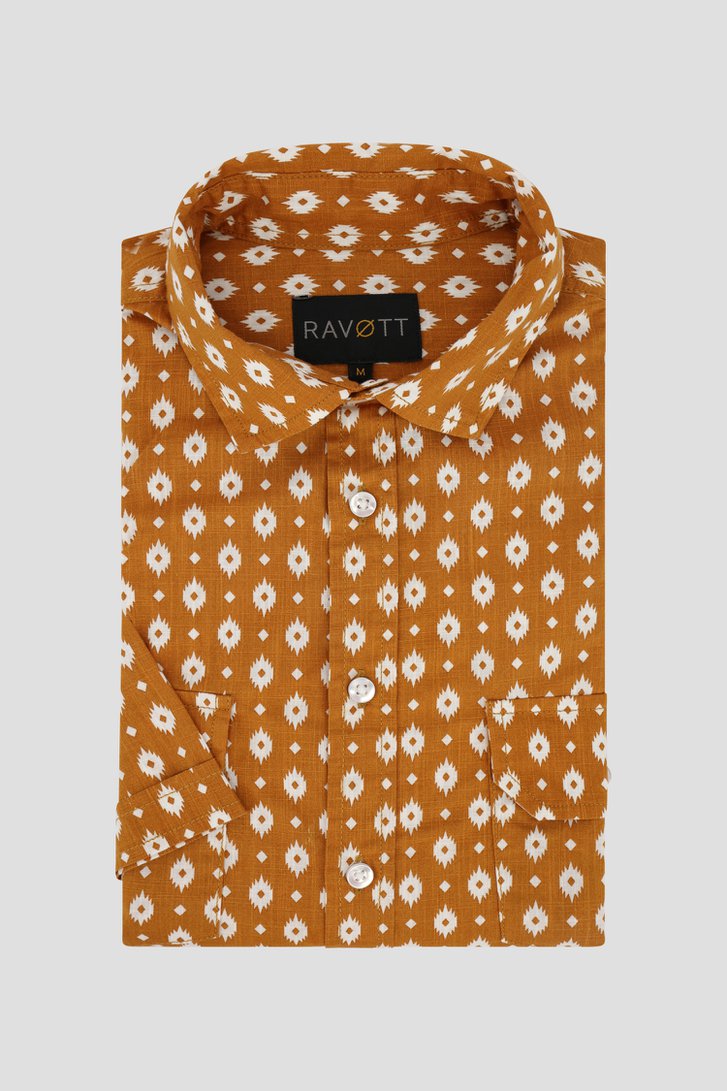 Chemise marron avec imprimé à carreaux blancs de Ravøtt pour Hommes