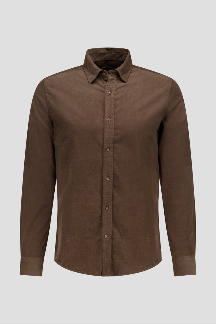 Photo produit 1 de Chemise marron foncé en velours finement côtelé de Matinique pour Hommes