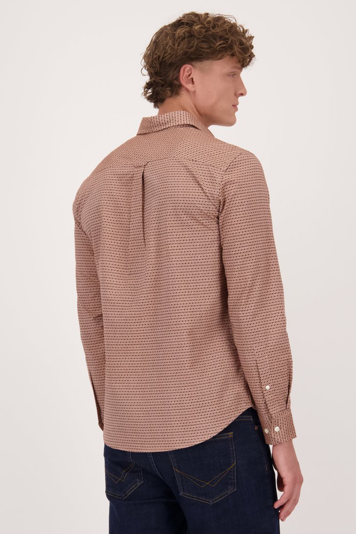 Chemise marron orange à imprimé fin - Regular fit de Ravøtt pour Hommes