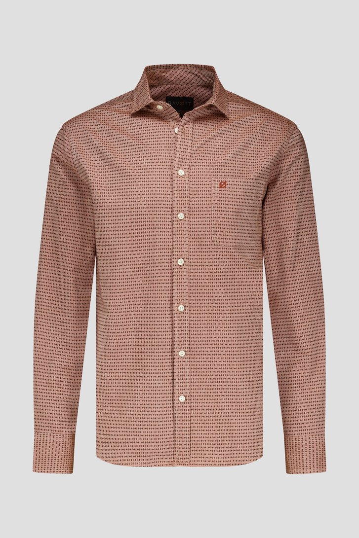 Chemise marron orange à imprimé fin - Regular fit de Ravøtt pour Hommes