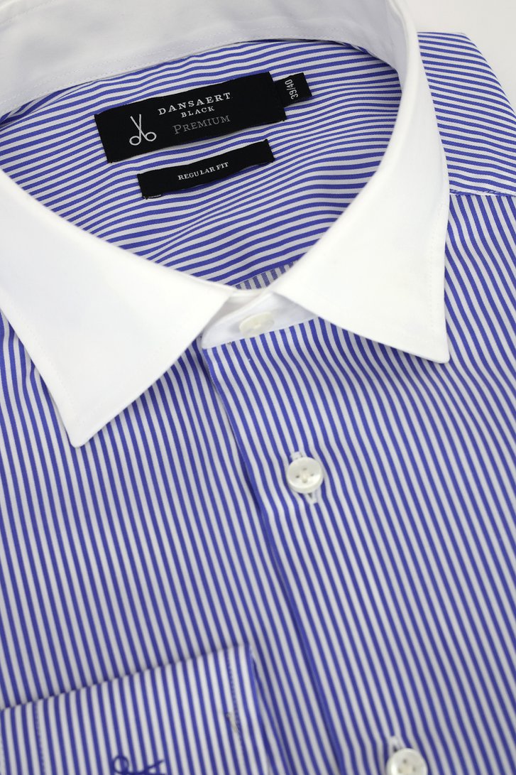 Photo produit 2 de Chemise rayée bleue avec col blanc – Regular fit de Dansaert Black Premium pour Hommes