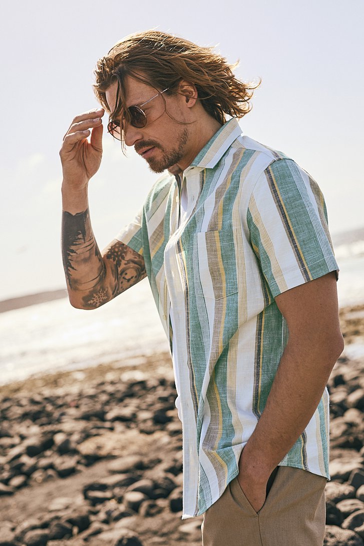 Chemise rayée colorée - Coupe regular de Ravøtt pour Hommes