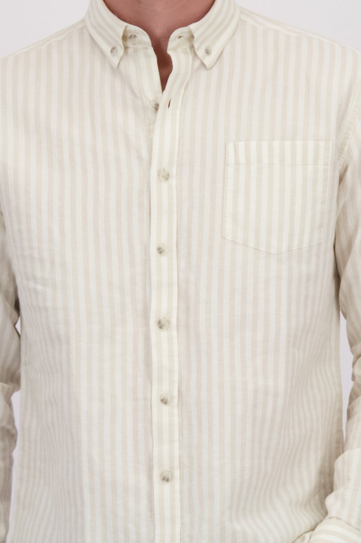 Détail de Chemise rayée écru et beige - Regular fit de Bluefields pour Hommes