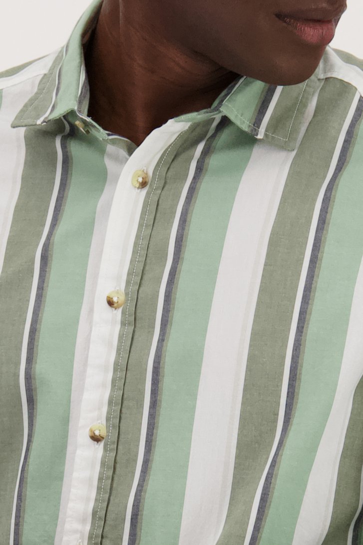 Chemise rayée en écru et vert - Regular fit de Casual Five pour Hommes