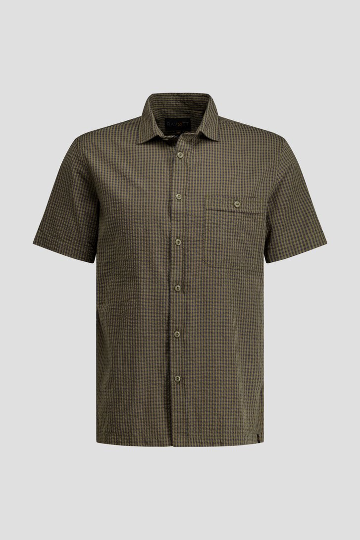 Photo produit 1 de Chemise rayée kaki - Regular fit de Ravøtt pour Hommes