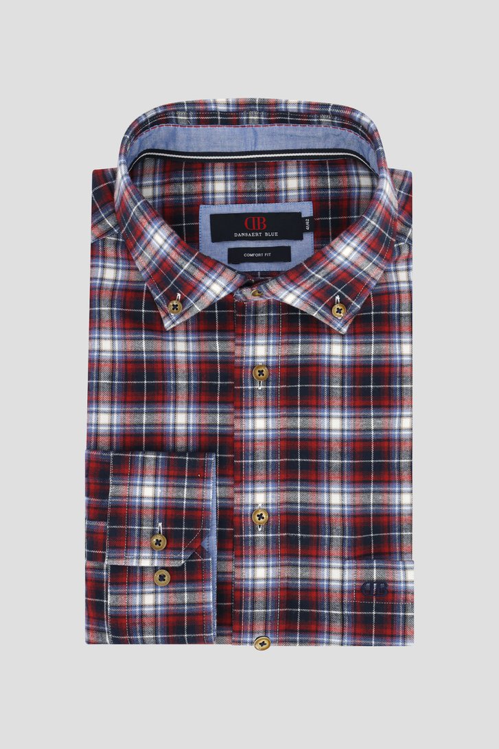 Le devant de Chemise rouge à motif carreaux bleus – Comfort fit de Dansaert Blue pour Hommes