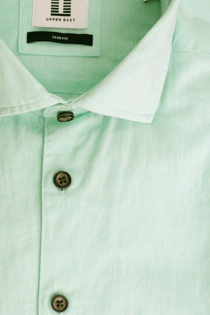 Chemise vert clair en lin et coton - slim fit de Upper East pour Hommes